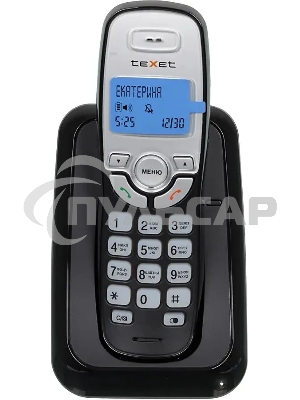 Радиотелефон teXet TX-D6905A черный (громкая связь,телефонная книга на 50 имен и номеров, определитель номера, будильник)