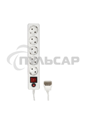 Сетевой фильтр Гарнизон для ИБП, 5р, 10А, 1.8м, ур.защиты 4, белый, пакет