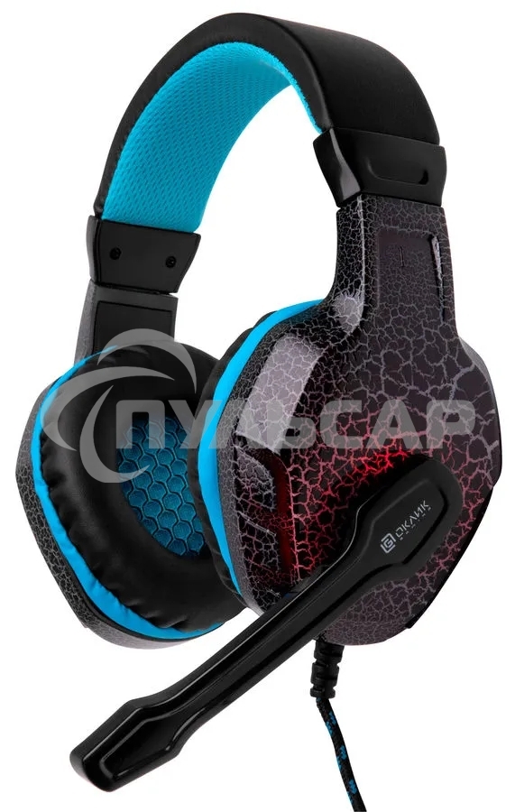 Наушники с микрофоном Oklick ZEUS HS-L400G черно-синие 1.8м мониторы оголовье (NO-3000 LED)