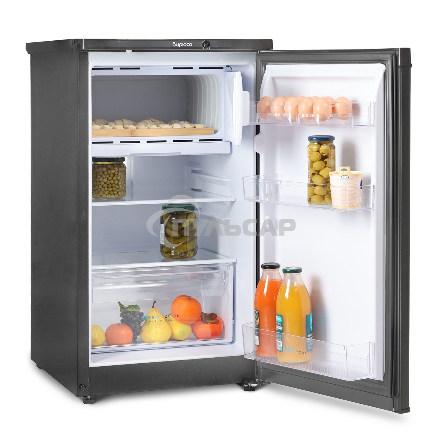 Холодильник Бирюса W408 графит однокамерный 88/27л морозилка сверху