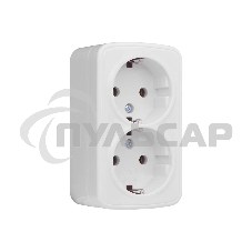 Розетка EKF Basic Минск EGR16-128-10 2-местная ОП 16А с заземлением белая