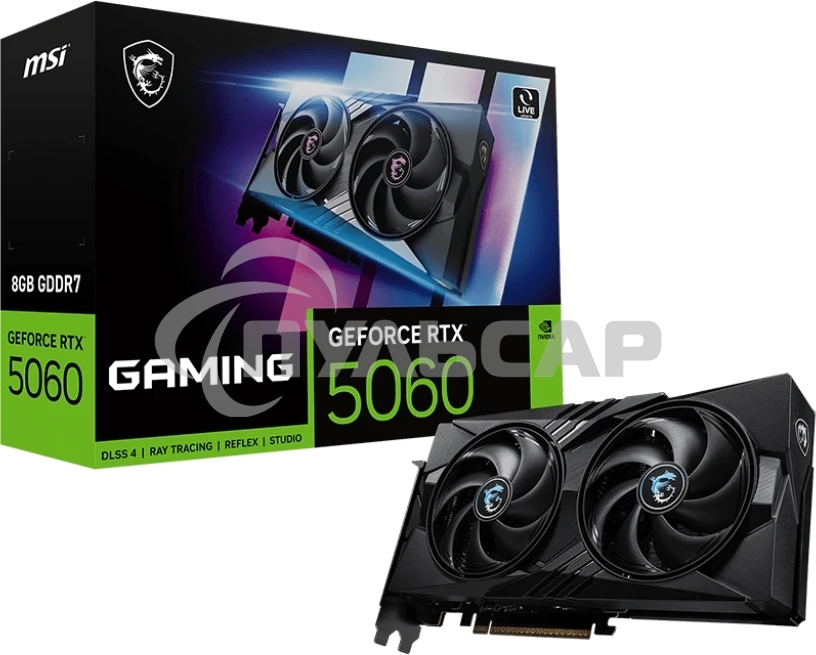 Видеокарта MSI PCI-E 5.0 RTX 5060 8G GAMING NVIDIA GeForce RTX 5060 8Gb 128bit GDDR7 2497/28000 HDMIx1 DPx3 HDCP Ret