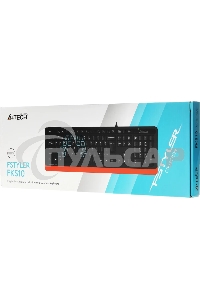 Клавиатура проводная A4Tech Fstyler FKS10, USB, черный/оранжевый