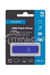 Флешка USB Maxvi MP2 blue (FD16GbUSB20C10MP2), 16Gb, USB 2.0, R/W 15/5, синий/черный