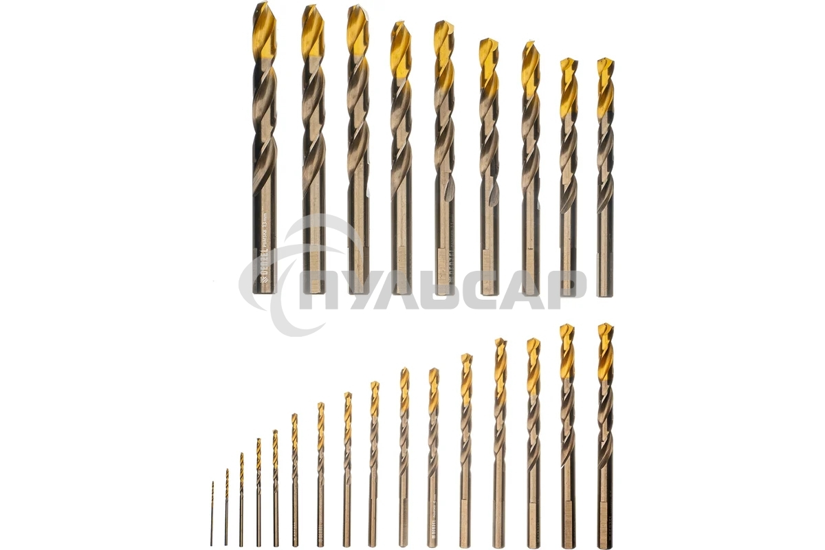 Набор сверл по металлу Denzel 1-13 мм, Р6М5К8-TiN, Golden Tip, 25 шт 723010
