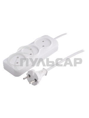 Удлинитель Smartbuy, 3 гнезда 1,5 метра 6А/1,35кВт без заземления ШВВП 2х0,75 (SBE-10-3-1,5-F)