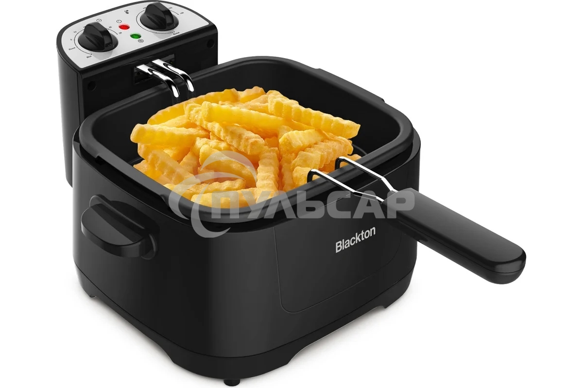 Фритюрница Blackton Bt DF1112 Black. Потребляемая мощность 2000 Вт/Мах. объем 3л/Параметры электропитания 220-240 В,50Гц/Класс защиты от поражения электрическим током Класс I/Регулировка температуры/Компактный размер/Быстрый нагрев до 90 градусов
