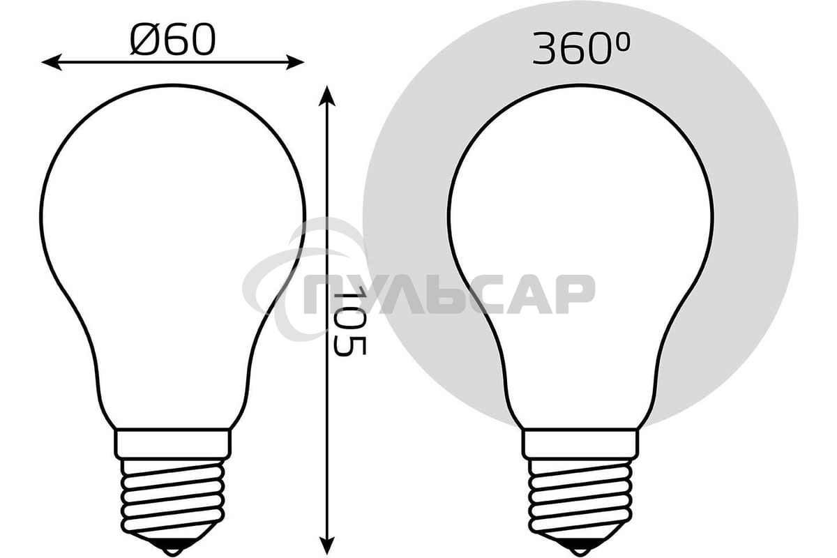 Лампа светодиодная Gauss Filament A60 E27 10Вт 4100К OPAL диммир