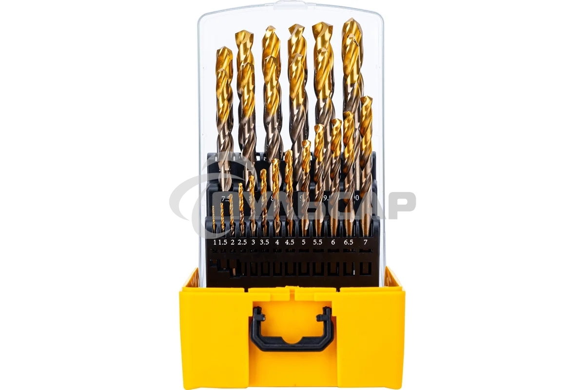 Набор сверл по металлу Denzel 1-13 мм, Р6М5К8-TiN, Golden Tip, 25 шт 723010