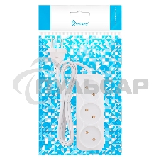 Удлинитель Smartbuy, 3 гнезда 1,5 метра 6А/1,35кВт без заземления ШВВП 2х0,75 (SBE-10-3-1,5-F)