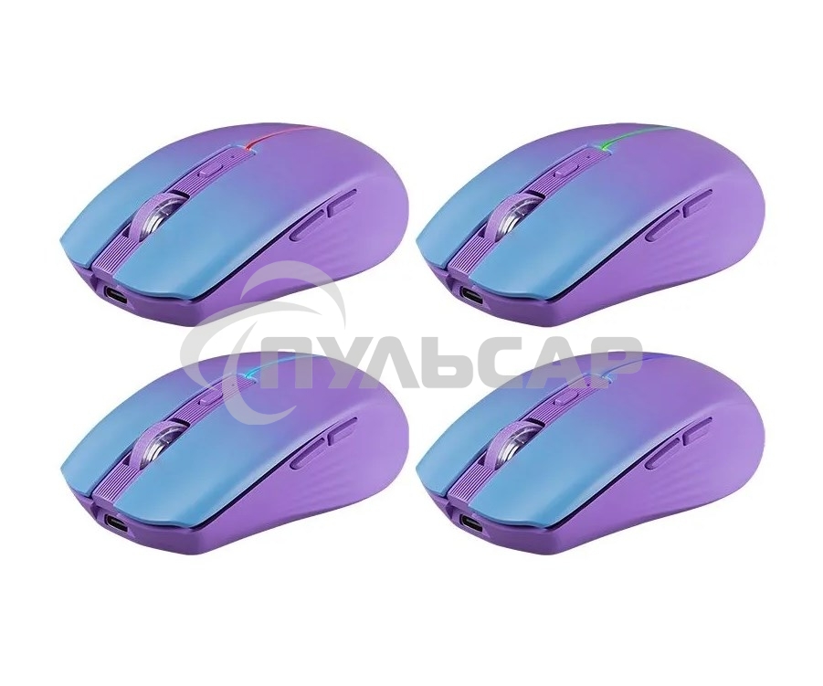 Мышь беспроводная Defender Mystery MM-301 фиолетовый, 1600 dpi, радиоканал, Bluetooth, USB, кнопки - 6