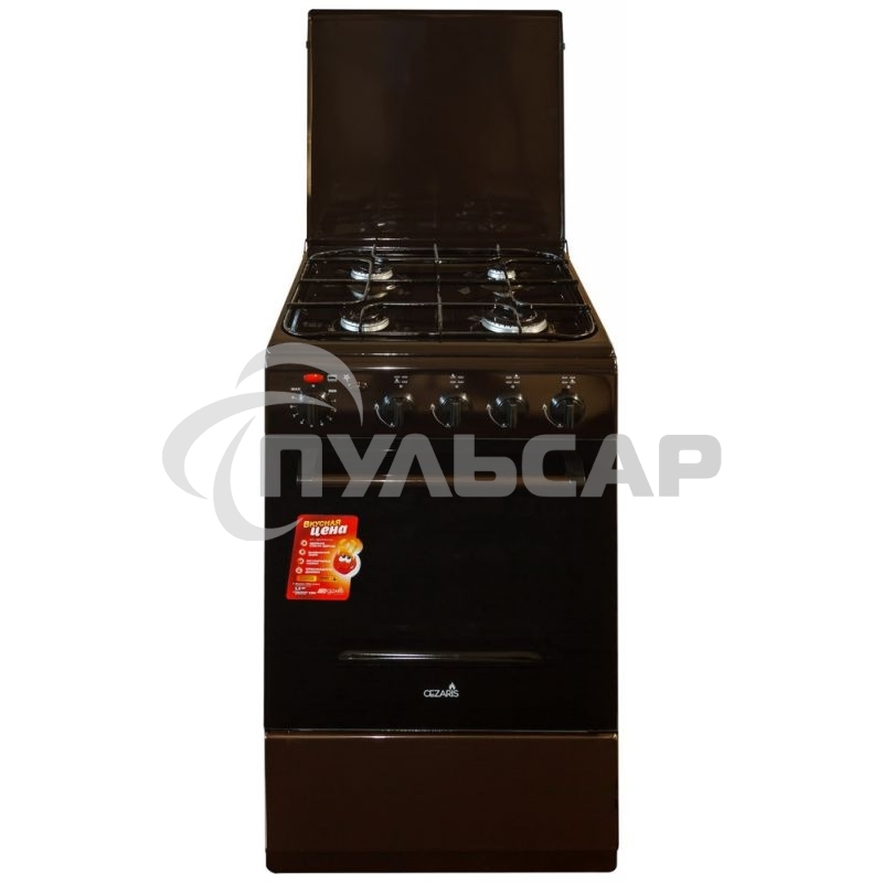 Плита комбинированная Cezaris ПГЭ 1000-03 коричневый, конфорок 4 шт, духовка 45 л, 51 см x 85 см x 52 см