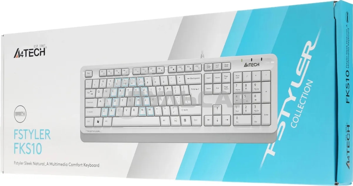 Клавиатура проводная A4Tech Fstyler FKS10, USB, белый/серый