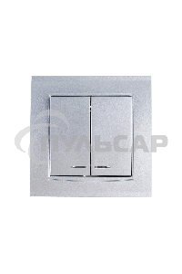 Выключатель 2-кл. СП Бриллиант 10А IP20 с подсветкой серебр. Universal 7949667