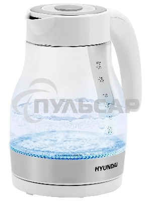 Чайник электрический Hyundai HYK-G3802 1.7л. 2200Вт белый/серебристый (корпус: стекло)