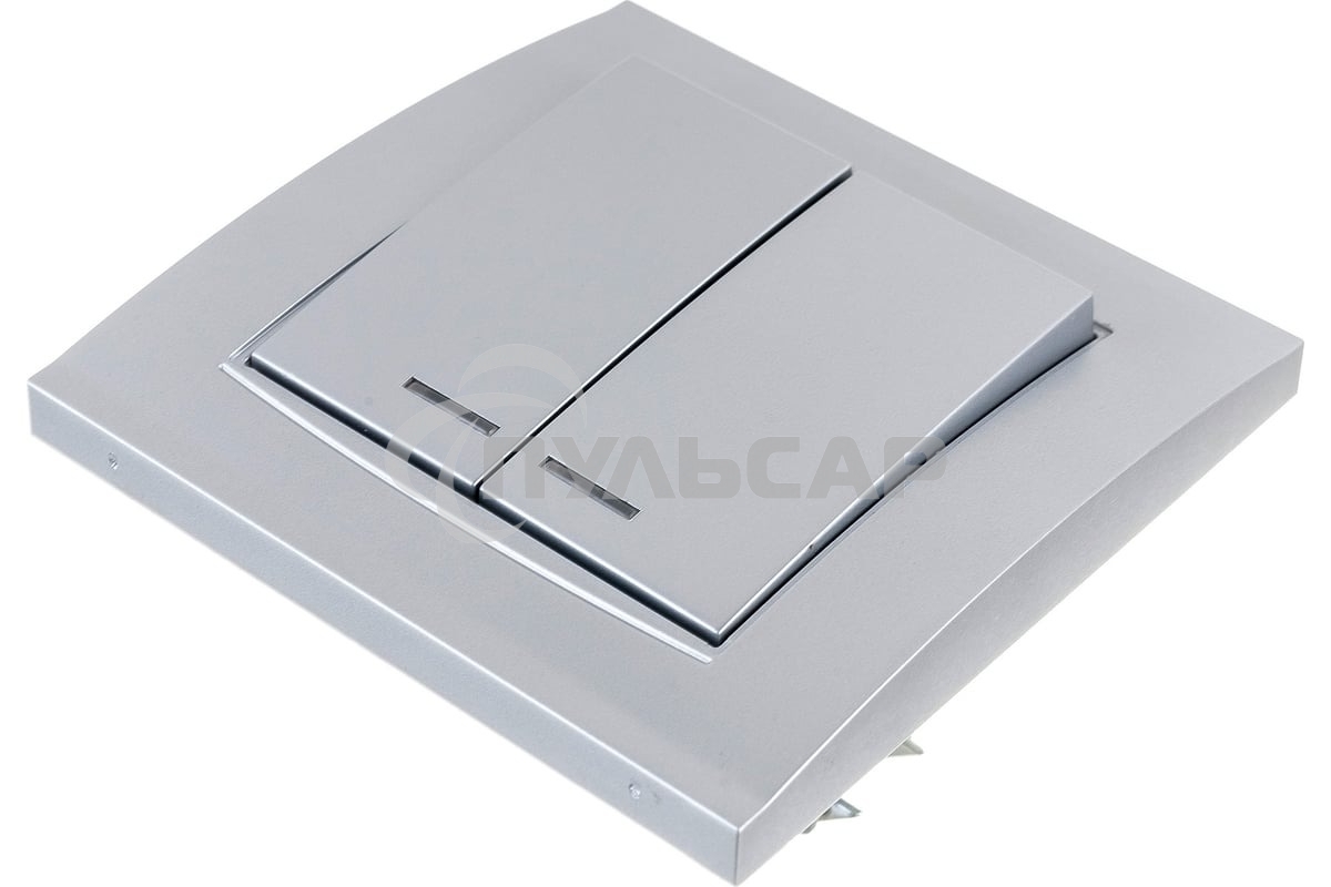 Выключатель 2-кл. СП Бриллиант 10А IP20 с подсветкой серебр. Universal 7949667