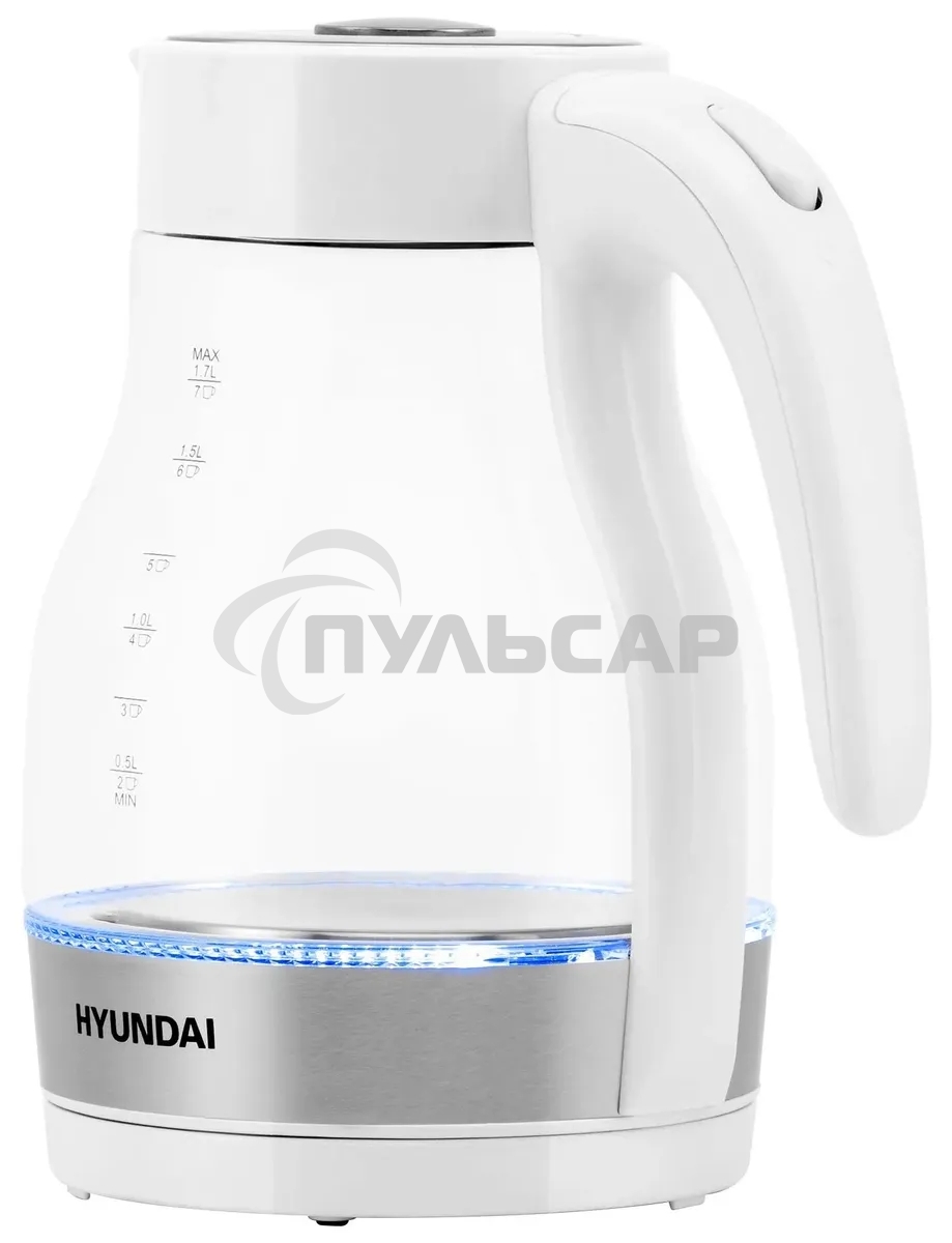 Чайник электрический Hyundai HYK-G3802 1.7л. 2200Вт белый/серебристый (корпус: стекло)
