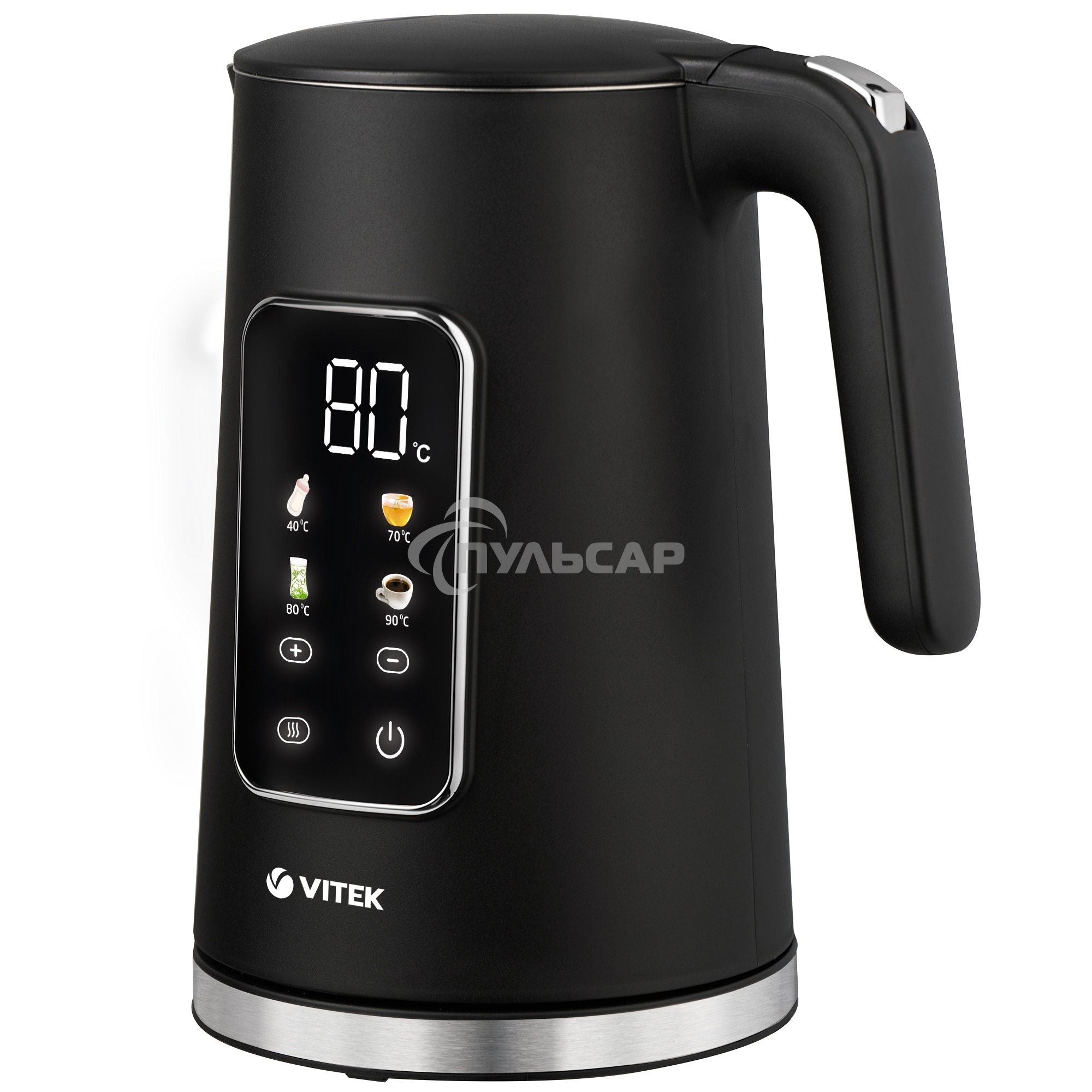 Чайник электрический Vitek VT-1162, 1.7л, 2200Вт, черный, корпус: металл/пластик