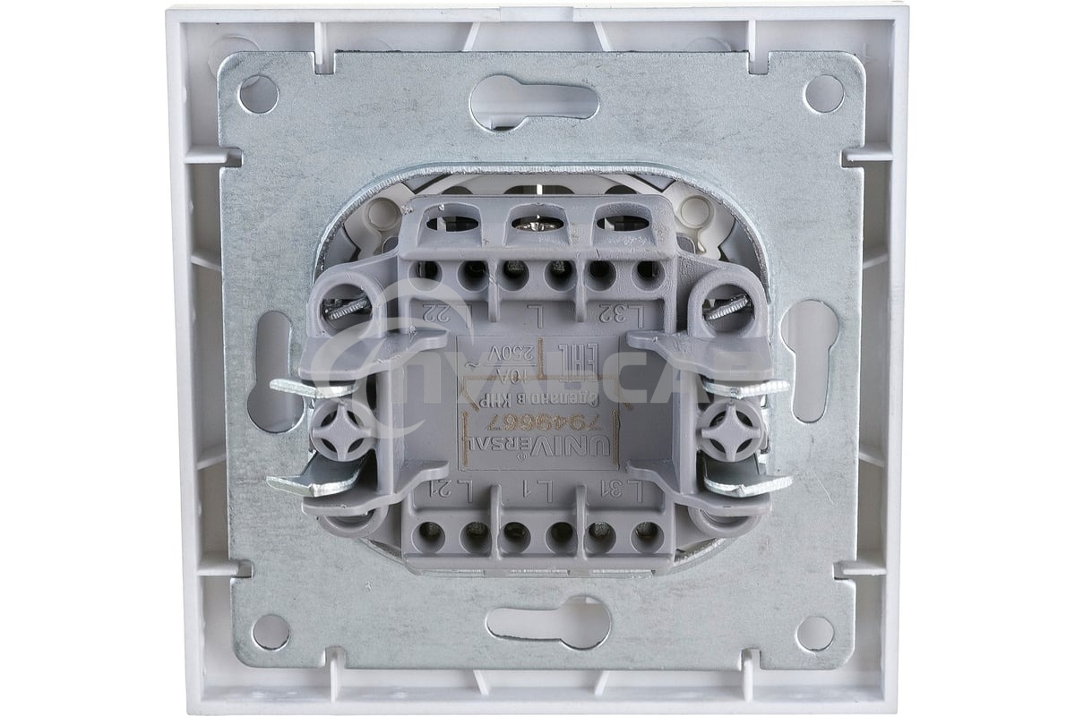 Выключатель 2-кл. СП Бриллиант 10А IP20 с подсветкой серебр. Universal 7949667