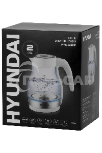 Чайник электрический Hyundai HYK-G3802 1.7л. 2200Вт белый/серебристый (корпус: стекло)