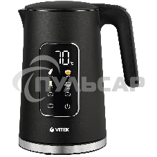 Чайник электрический Vitek VT-1162, 1.7л, 2200Вт, черный, корпус: металл/пластик