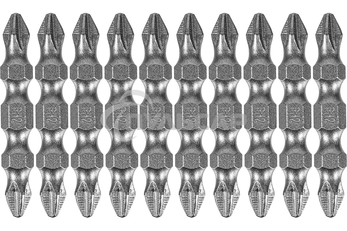 Набор бит Denzel двухстор., PH2-PH2х45 мм, сталь S2, 10 шт.