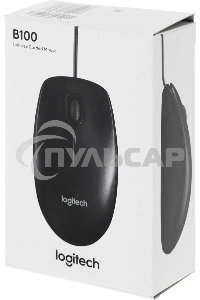 Мышь проводная Logitech B100 черный, 1000 dpi, USB, кнопки - 3