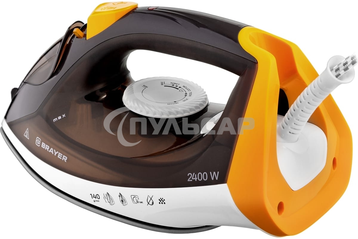 Утюг BRAYER, 2400 Вт, керамическое покрытие, пар 140 г/мин, антикапля, разбрызгивание, 330 мл, самоотчистка