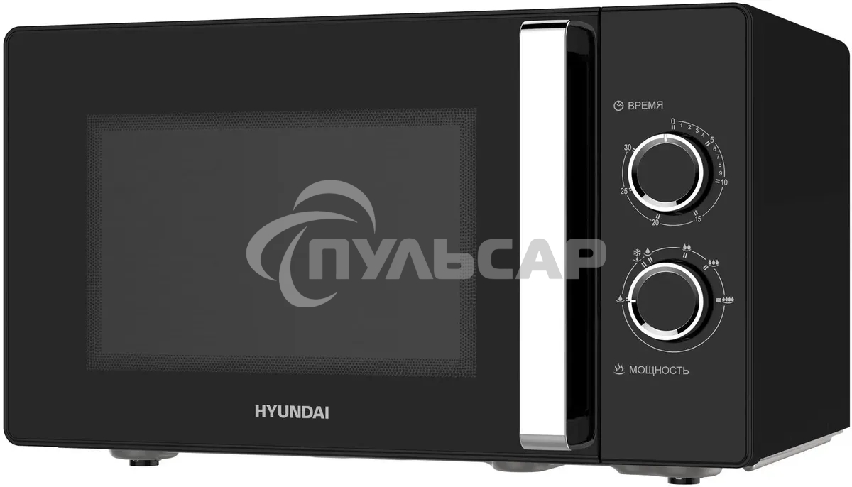 Микроволновая печь Hyundai HYM-M2012 черный/хром, 23 л, 800 Вт, переключатели - поворотный механизм