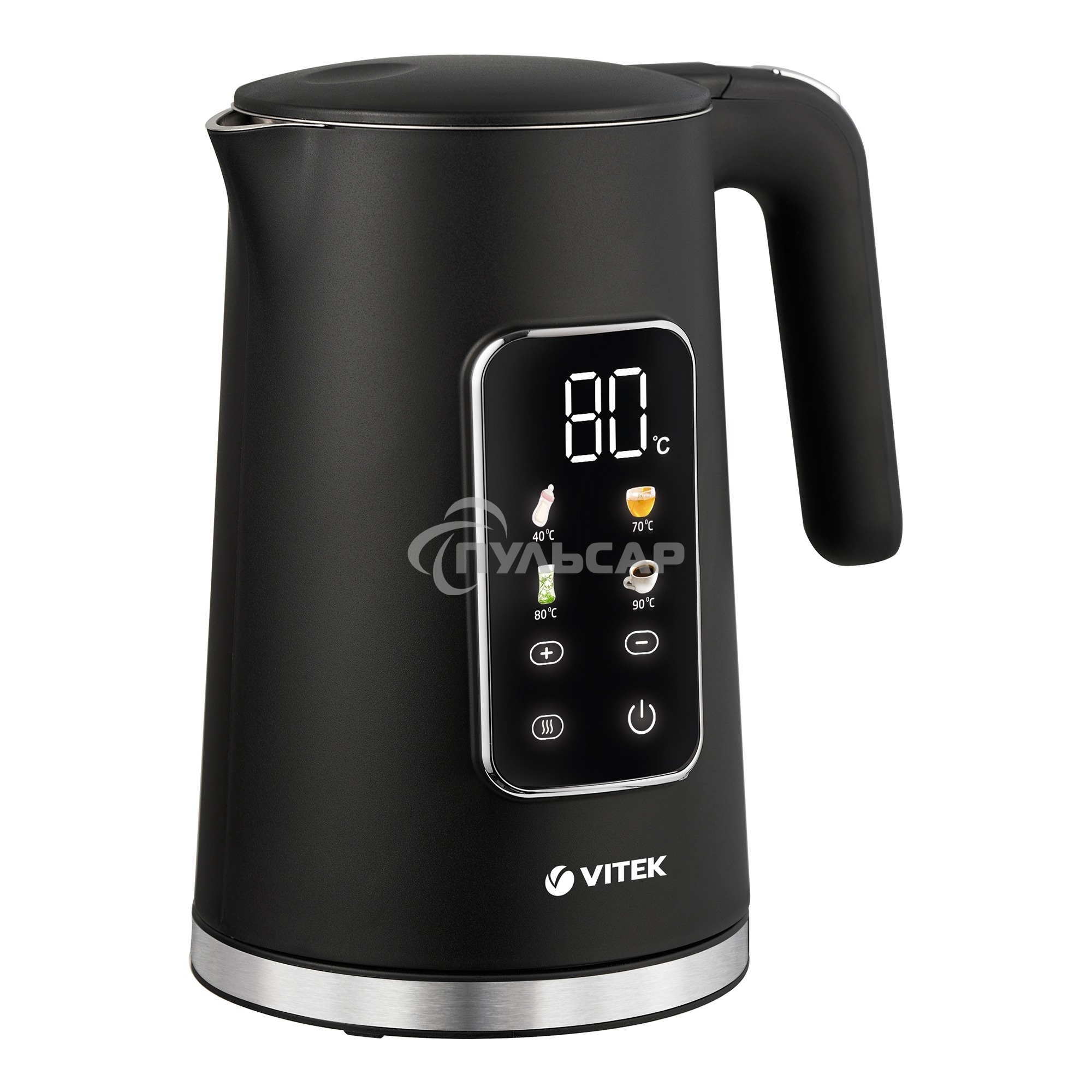 Чайник электрический Vitek VT-1162, 1.7л, 2200Вт, черный, корпус: металл/пластик