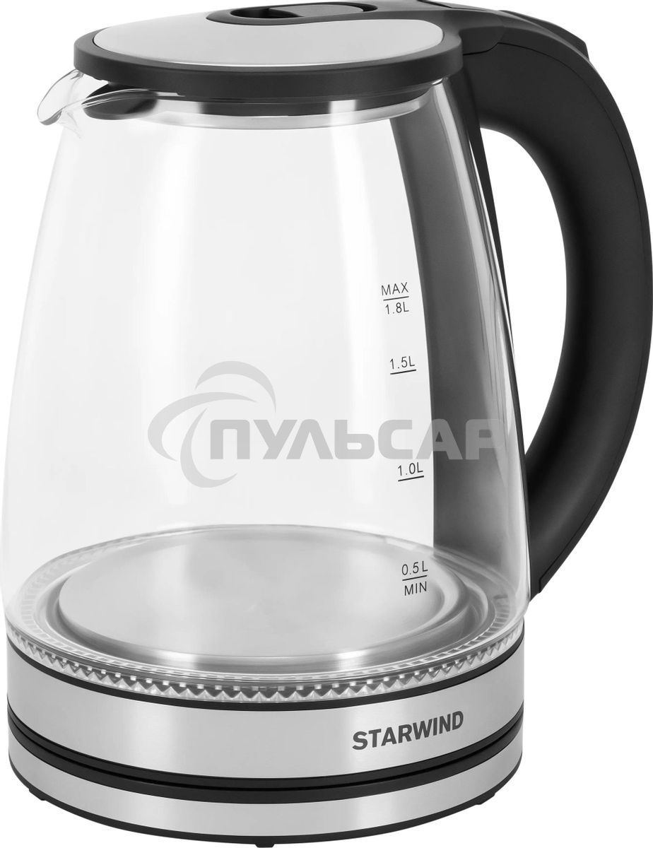 Чайник электрический Starwind SKG2114 1,8л. 1800Вт черный/прозрачный корпус: стекло