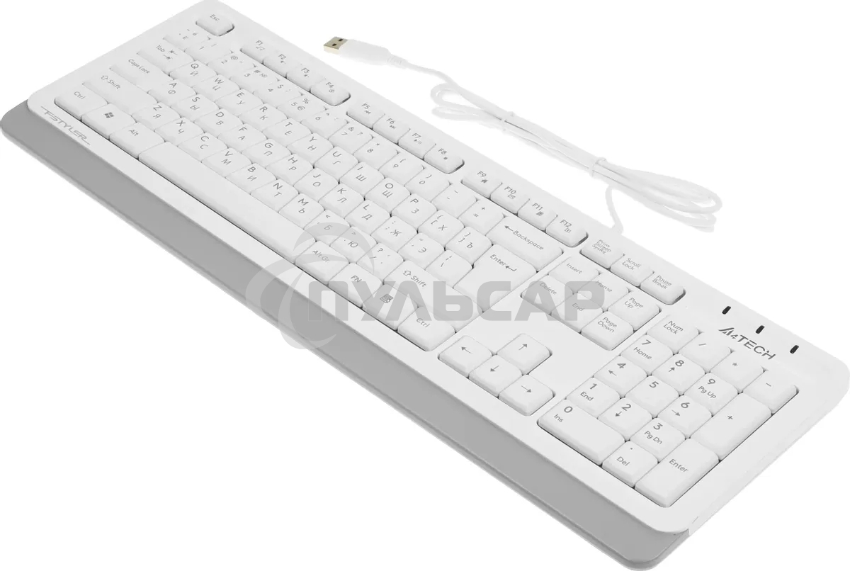 Клавиатура проводная A4Tech Fstyler FKS10, USB, белый/серый