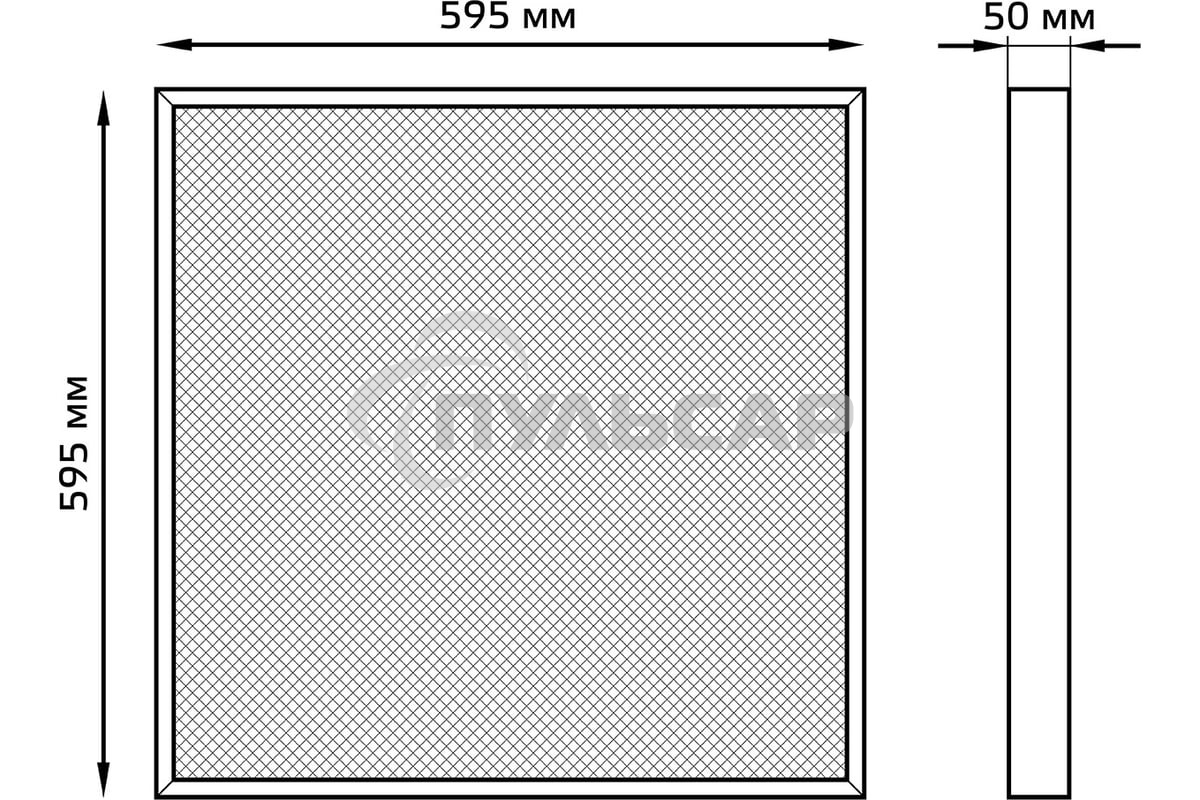 Светильник офисный Gauss MiR 35W 3500lm 4000K IP40 595*595*50мм призма с БАП LED