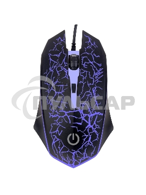 Мышь проводная оптическая Perfeo GRID, 4 кн, USB, черный, GAME DESIGN, 7 цв. подсветка, 800-1600 DPI PF_A4800