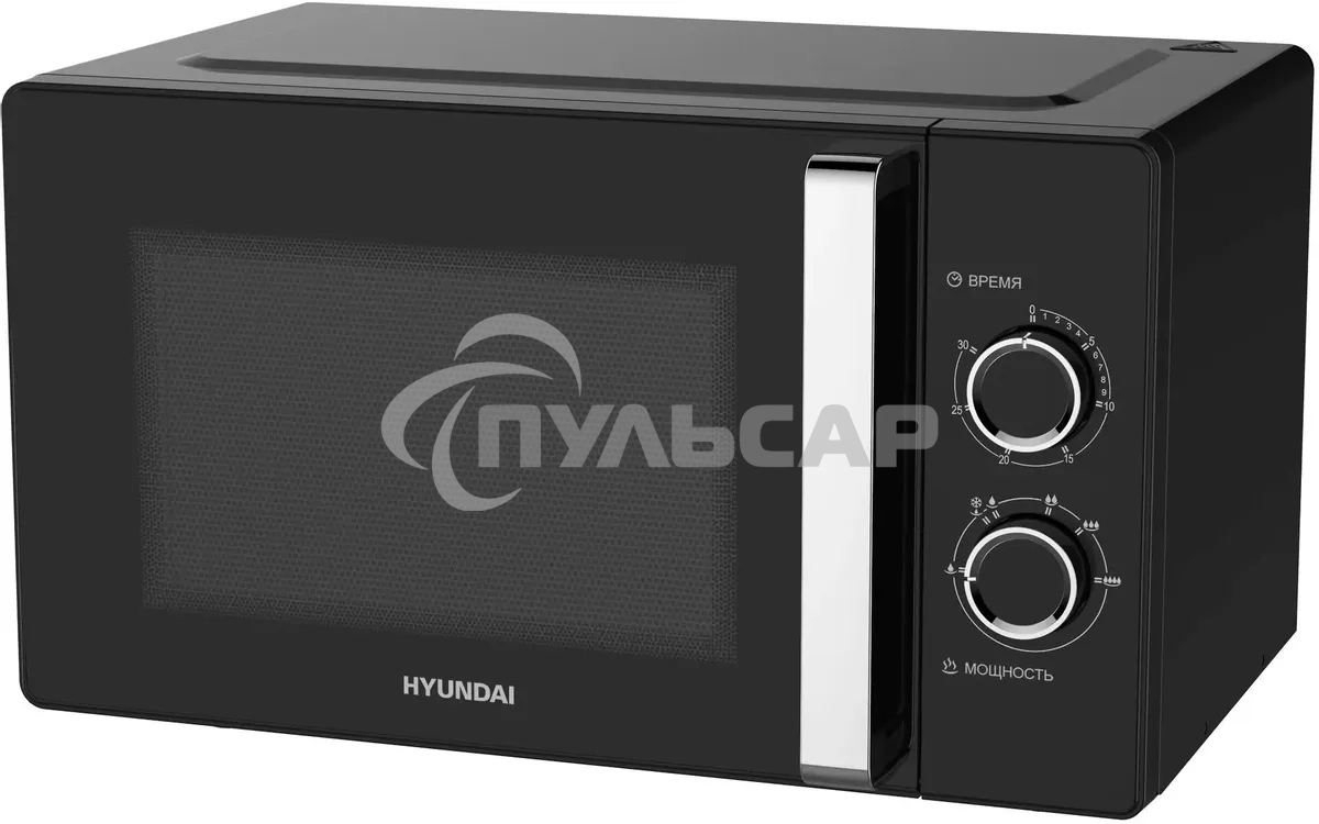 Микроволновая печь Hyundai HYM-M2012 черный/хром, 23 л, 800 Вт, переключатели - поворотный механизм