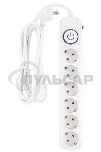 Сетевой фильтр Ippon BK-6-EU-3-16-W 3м (6 розеток) белый (коробка)