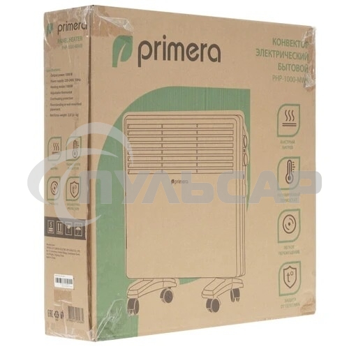Конвектор Primera PHP-1000-MWB, белый, 1000 Вт, 15 м2, термостат