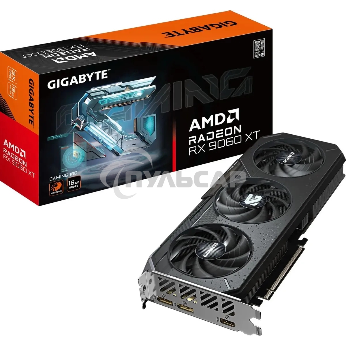 Видеокарта Gigabyte PCI-E 5.0 GV-R9060XTGAMING-16GD 1.0 AMD Radeon RX 9060XT 16Gb 128bit GDDR6 2620/20000 HDMIx1 DPx2 HDCP Ret
