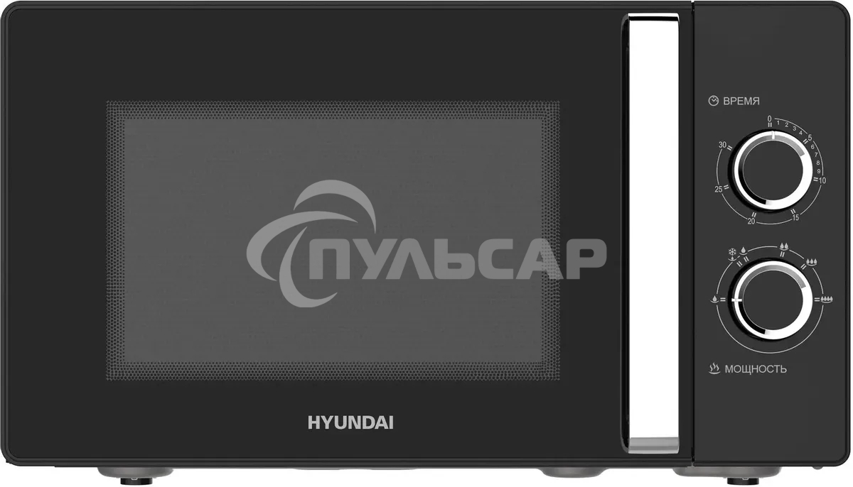 Микроволновая печь Hyundai HYM-M2012 черный/хром, 23 л, 800 Вт, переключатели - поворотный механизм