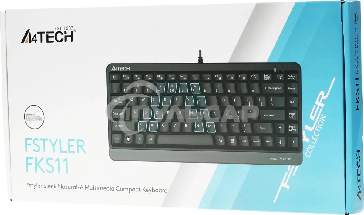 Клавиатура проводная A4Tech Fstyler FKS11, USB, черный/серый