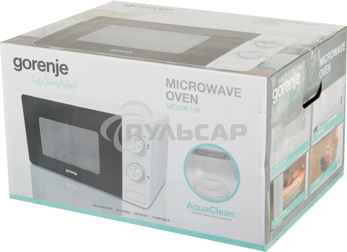 Микроволновая печь Gorenje MO20E1W белый, 20 л, 800 Вт, переключатели - поворотный механизм