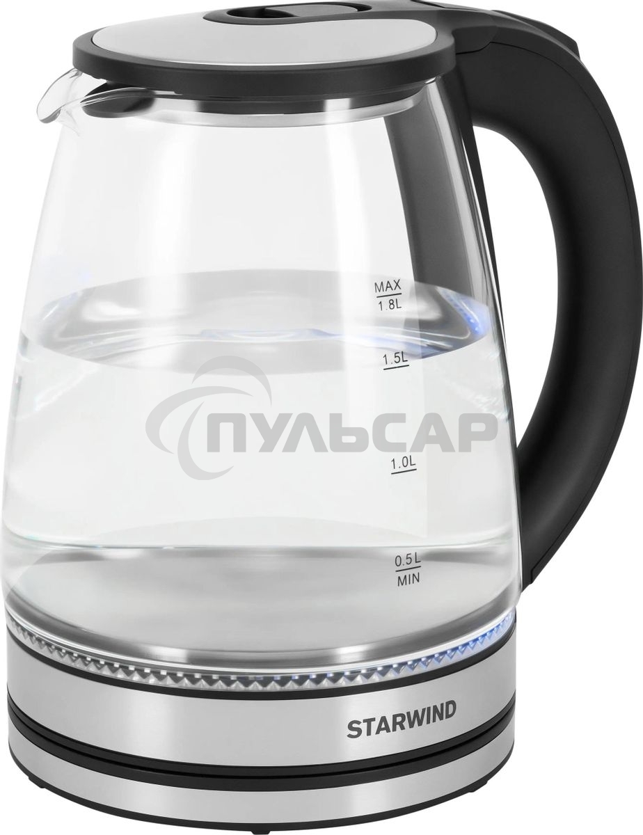 Чайник электрический Starwind SKG2114 1,8л. 1800Вт черный/прозрачный корпус: стекло