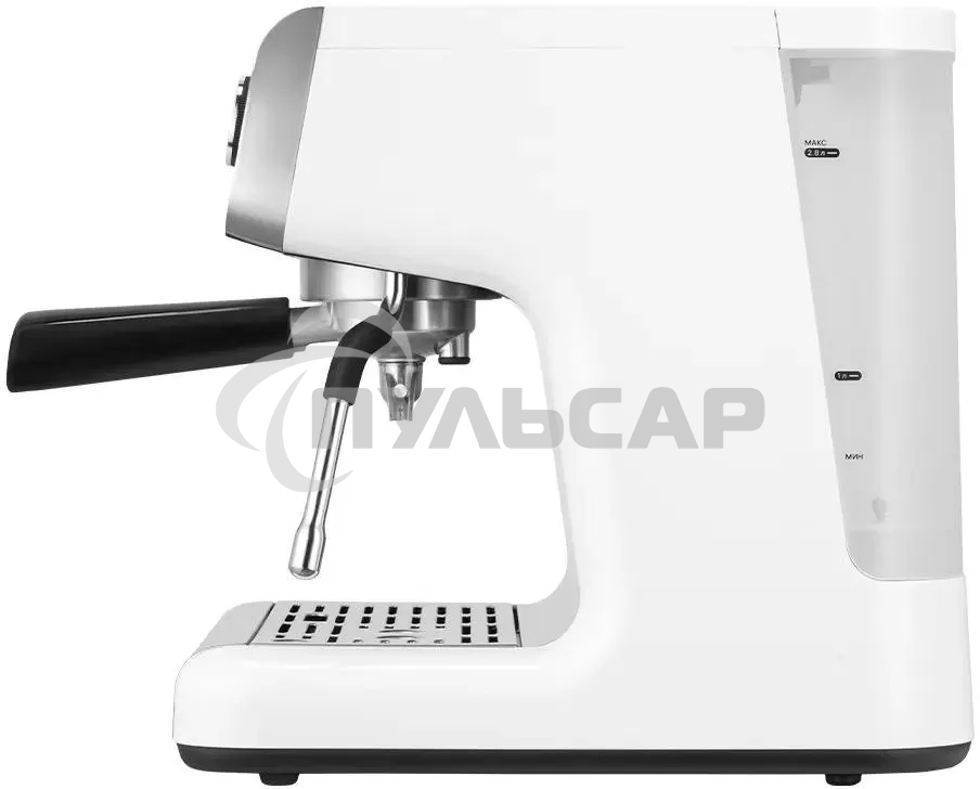 Кофеварка рожковая Kitfort КТ-7170 серебристый/белый, исп. кофе - молотый, 2,8 л, 2900 Вт, 20 бар