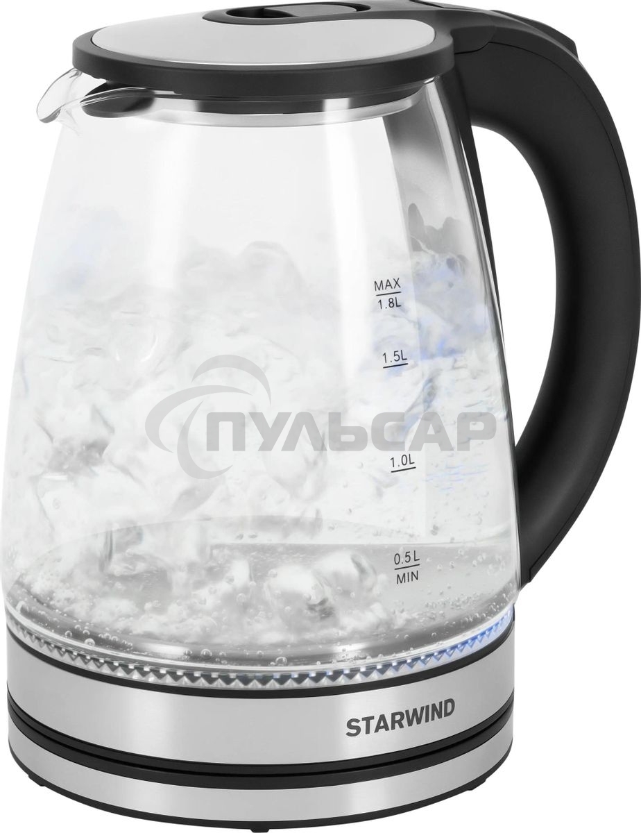 Чайник электрический Starwind SKG2114 1,8л. 1800Вт черный/прозрачный корпус: стекло