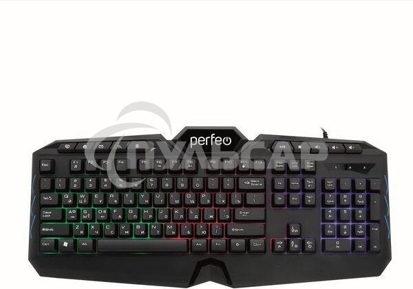 Клавиатура проводная PERFEO (PF_B3410) VISION Multimedia, GAME DESIGN, подсв. 3 цвет USB, черн