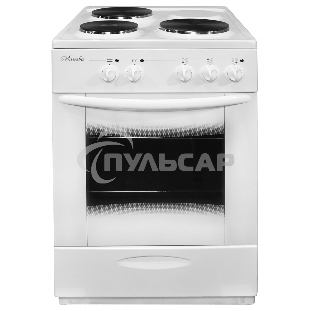 Плита электрическая Лысьва ЭП 301 МС белый, конфорок 3 шт, духовка 57 л, 50 см x 84 см x 60 см (без крышки)