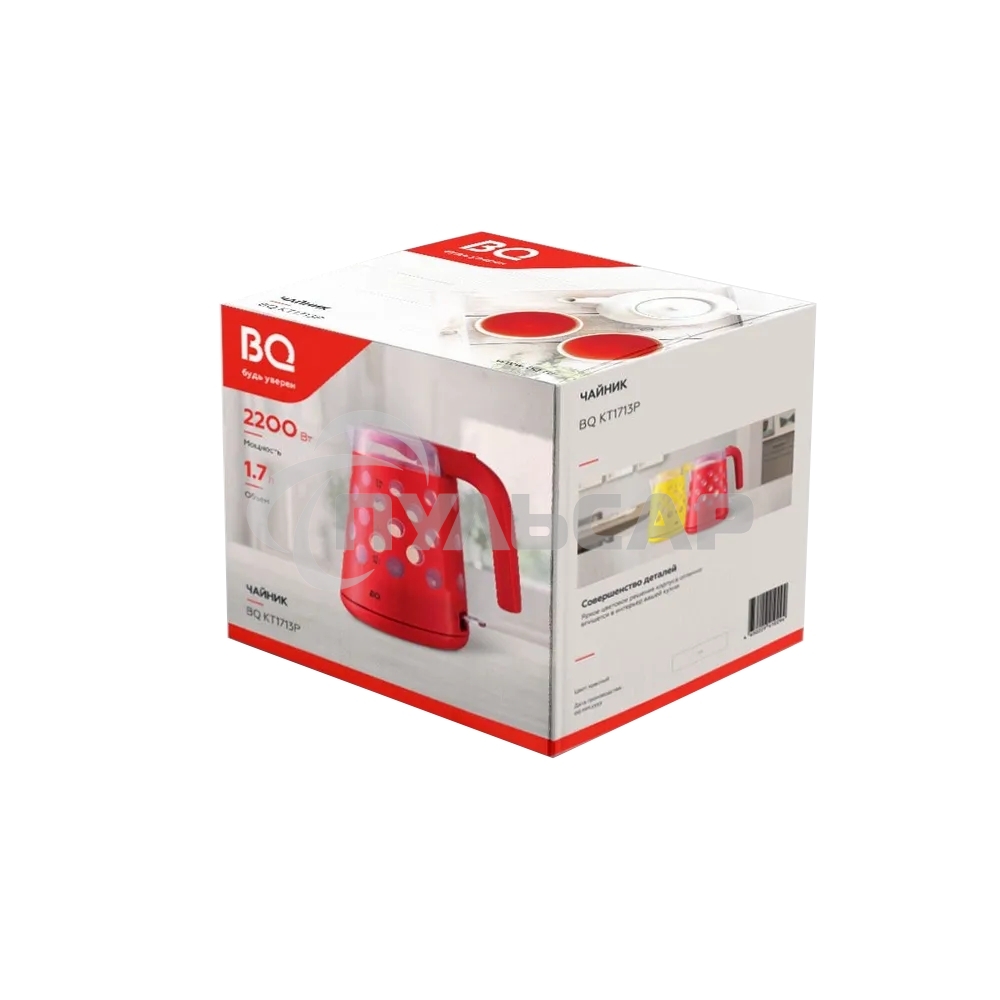 Чайник электрический BQ KT1713P Red. Мощность:2200 Вт, Объем 1,7л, LED подсветка