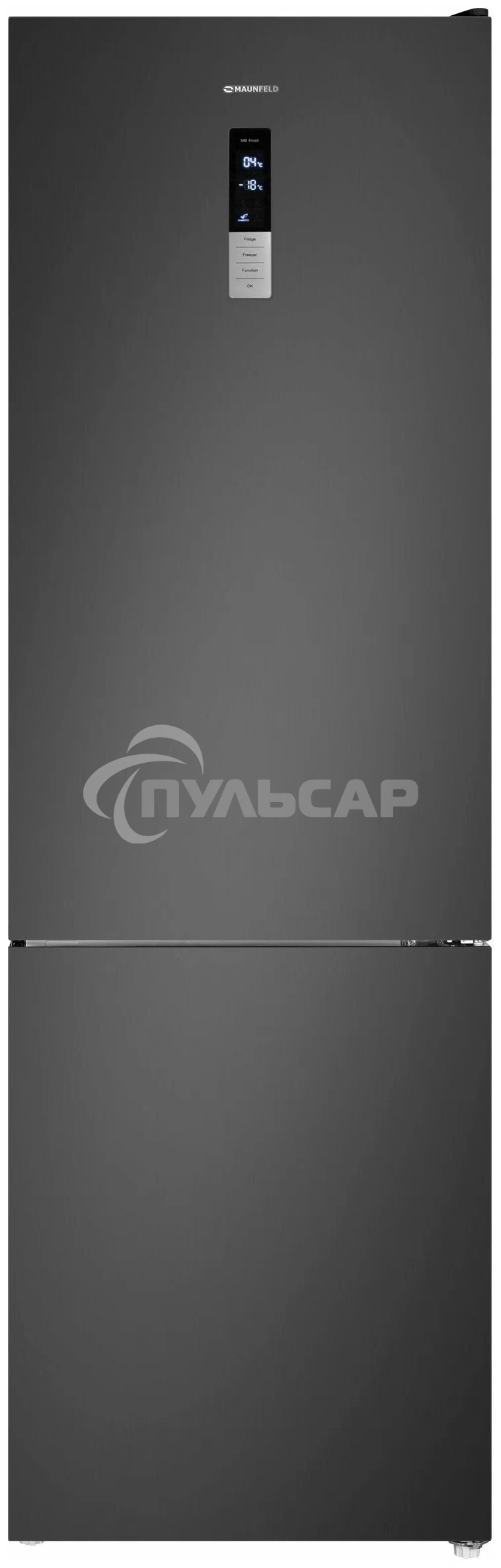 Холодильник Maunfeld MFF200NFSBE черная сталь, двухкамерный, 271/106 л, морозилка снизу, Total No Frost