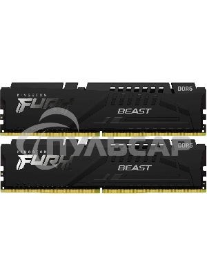 Оперативная память Kingston Fury Beast, DDR5, 32Gb (2x16Gb), 6000MHz, CL30, DIMM, с радиатором, черный