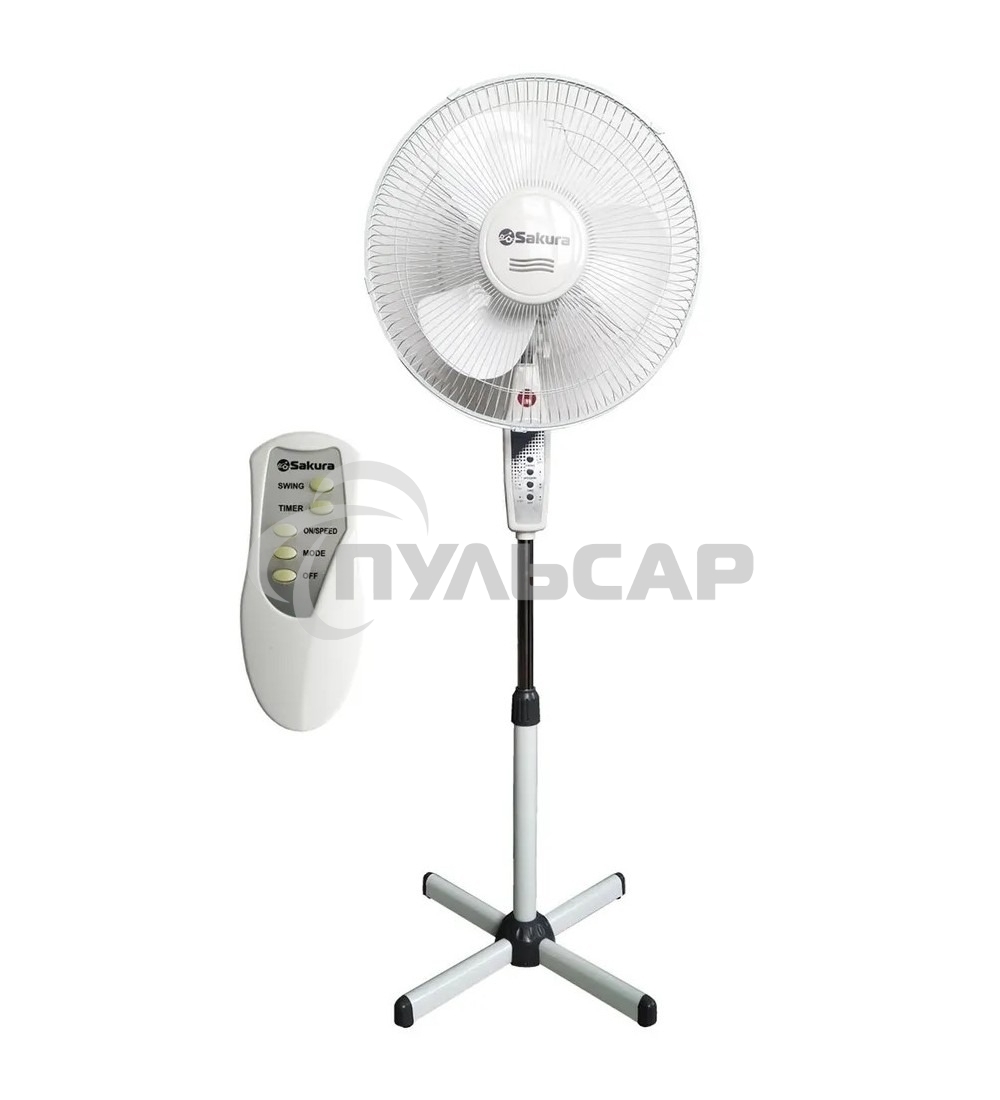 Вентилятор напольный Sakura SA-16G белый/серый ПДУ таймер